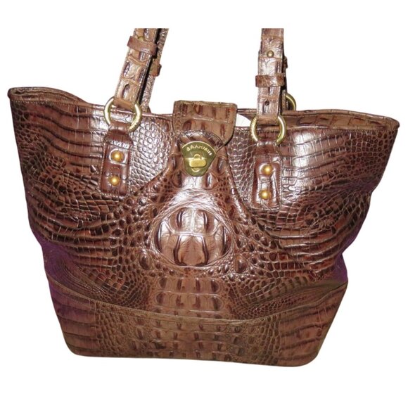 Brahmin Truffle Melbourne Collection Medium Asher Croc Leather Tote C80151TF - Picture 1 of 14
